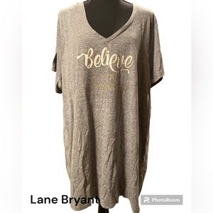 Lane Bryant Plus Size Women's Gray Casual V Neck Graphic T Shirt